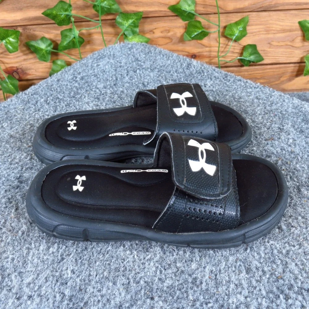 Under Armour Ignite VI Toddler‎ Boys Slide Sandals Size 11K Athletic Black White
